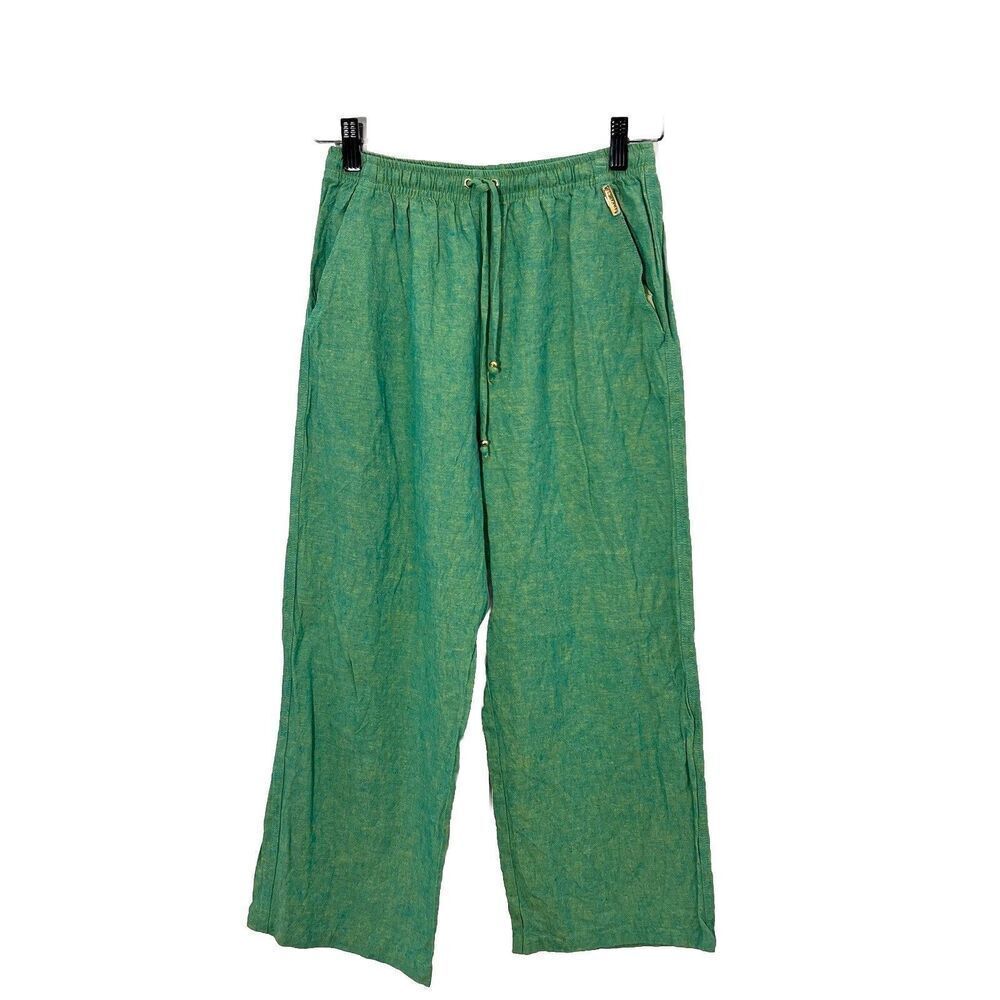 St. John Linen Pants Women’s S Wide Leg‎ Drawstring Comfort Coastal Old Money